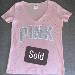 PINK Victoria’s Secret T-Shirt w/ Rhinestones